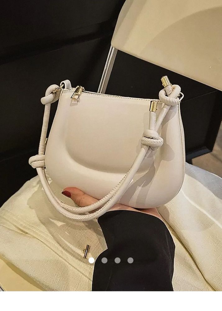 Savana Cream Knotted Handle Shoulder Bag