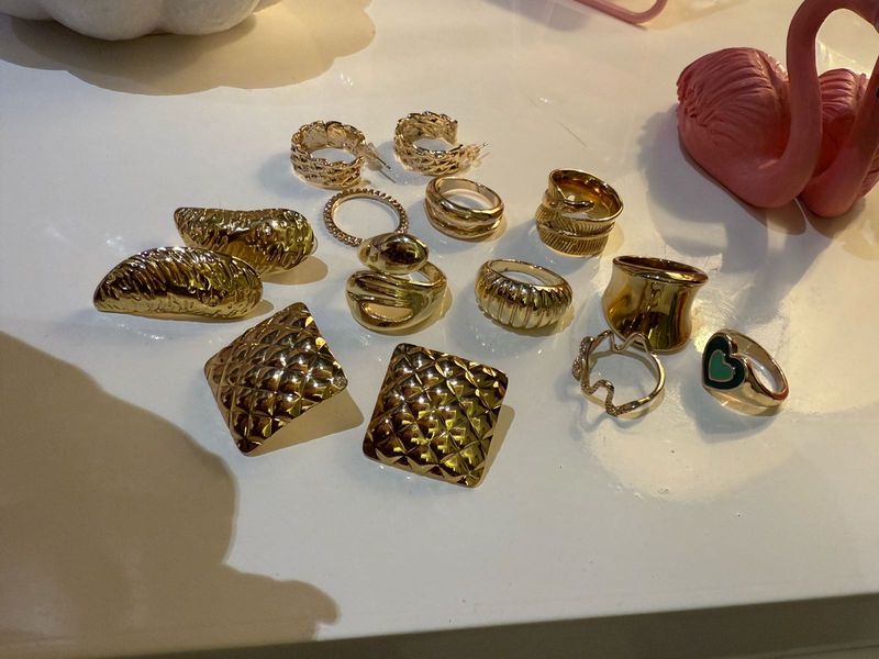 Set Of 10 Rings And 3 Pair Earrings