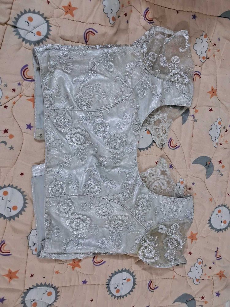 Elegant Silver Lace Blouse