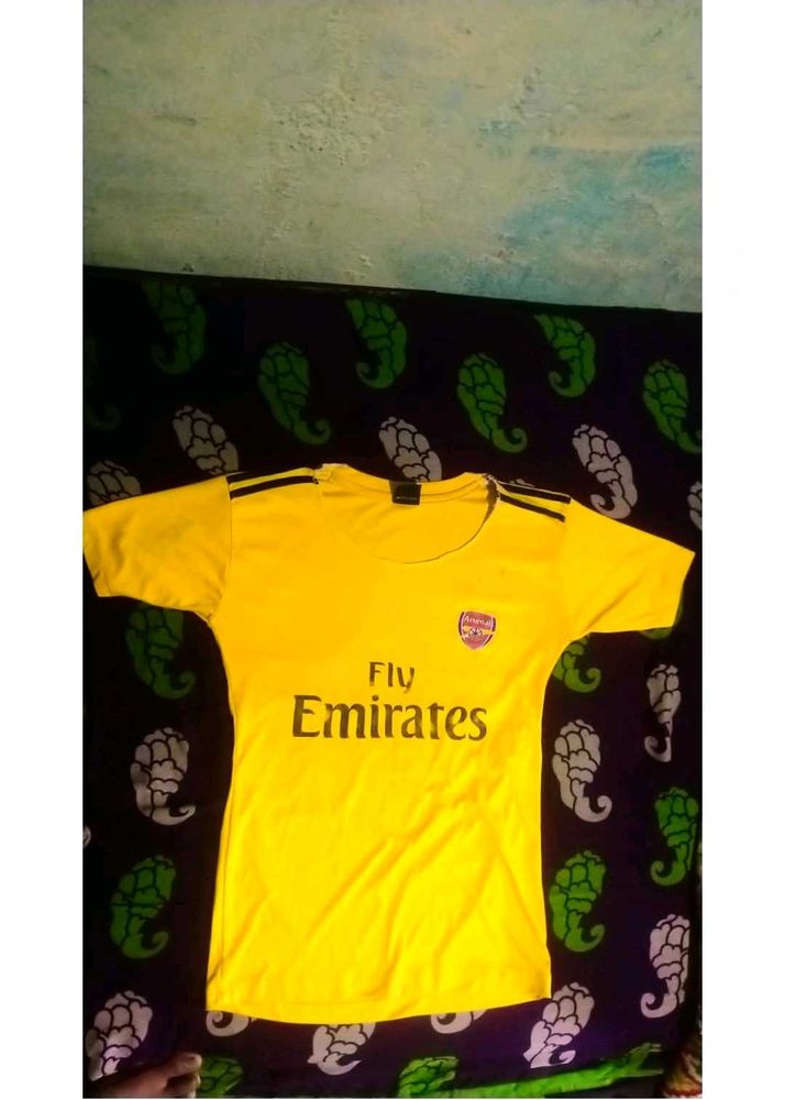 Yellow Arsenal &#34;Fly Emirates&#34; Football Jersey