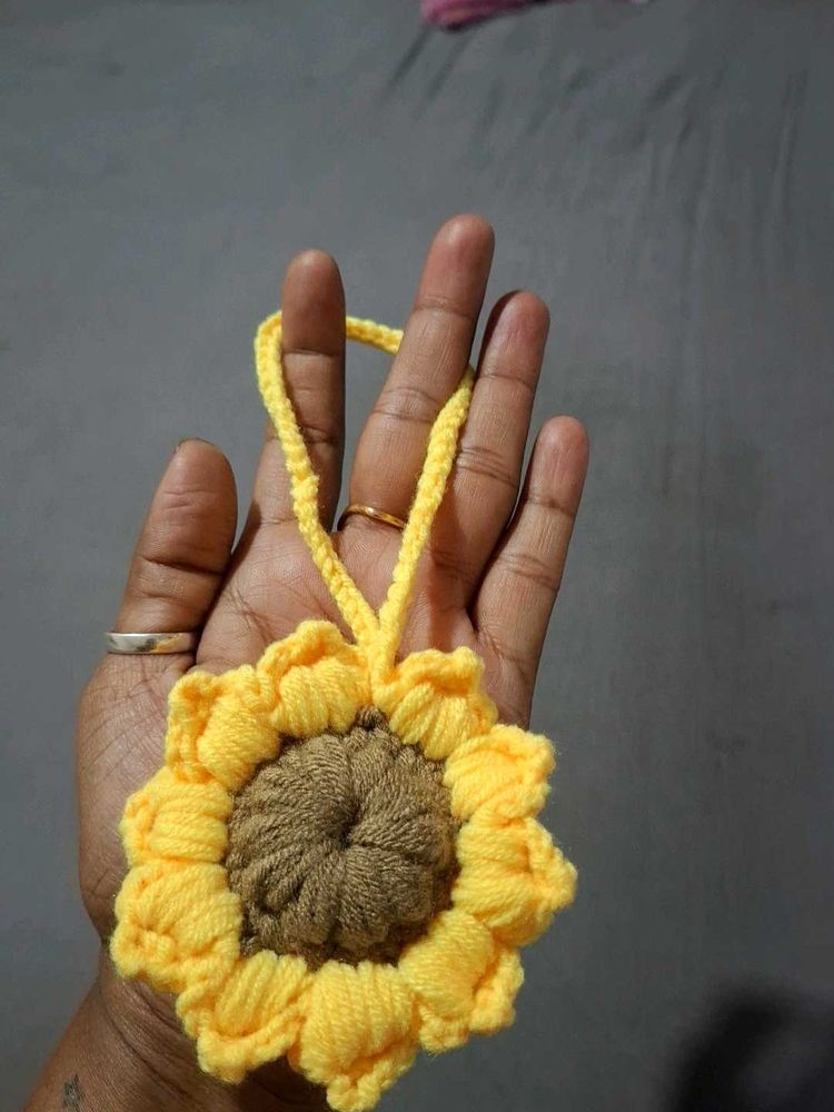 Crochet Sunflower Keychain