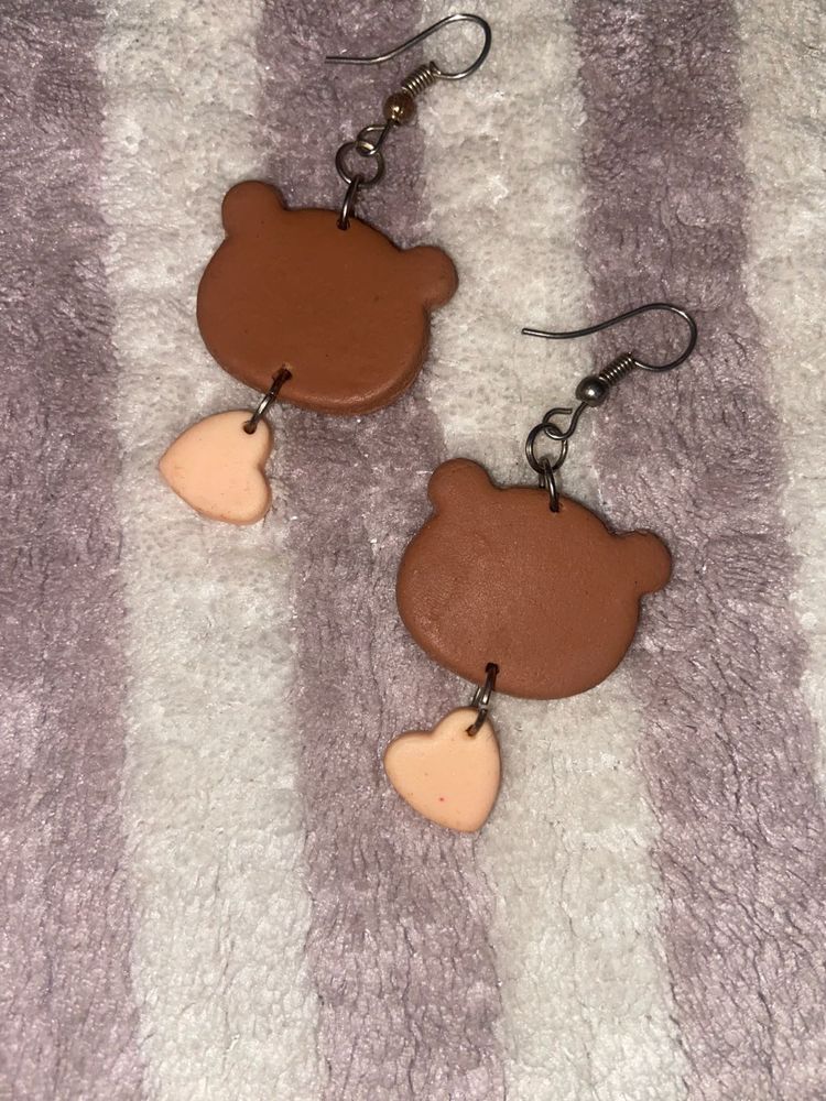 Sweet Clay Bear Face Earrings