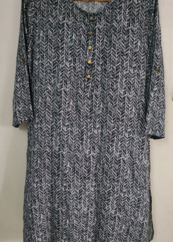 Black And White Geometric Print Kurta