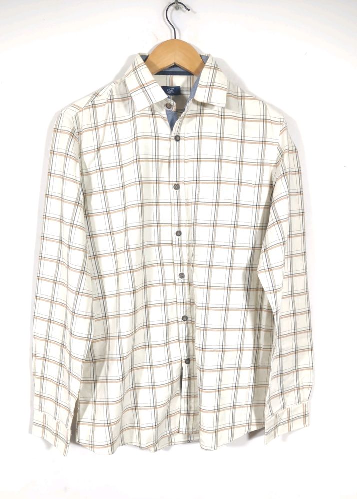 SDW Cream Checks Buttons Down Shirt (Men&#39;s)