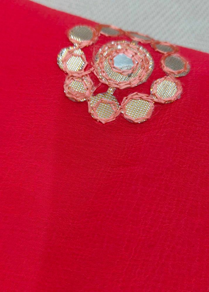 Red Embellished Saree