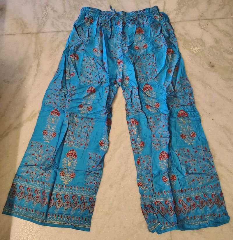 Boho Print Palazzo Pants Foil Work