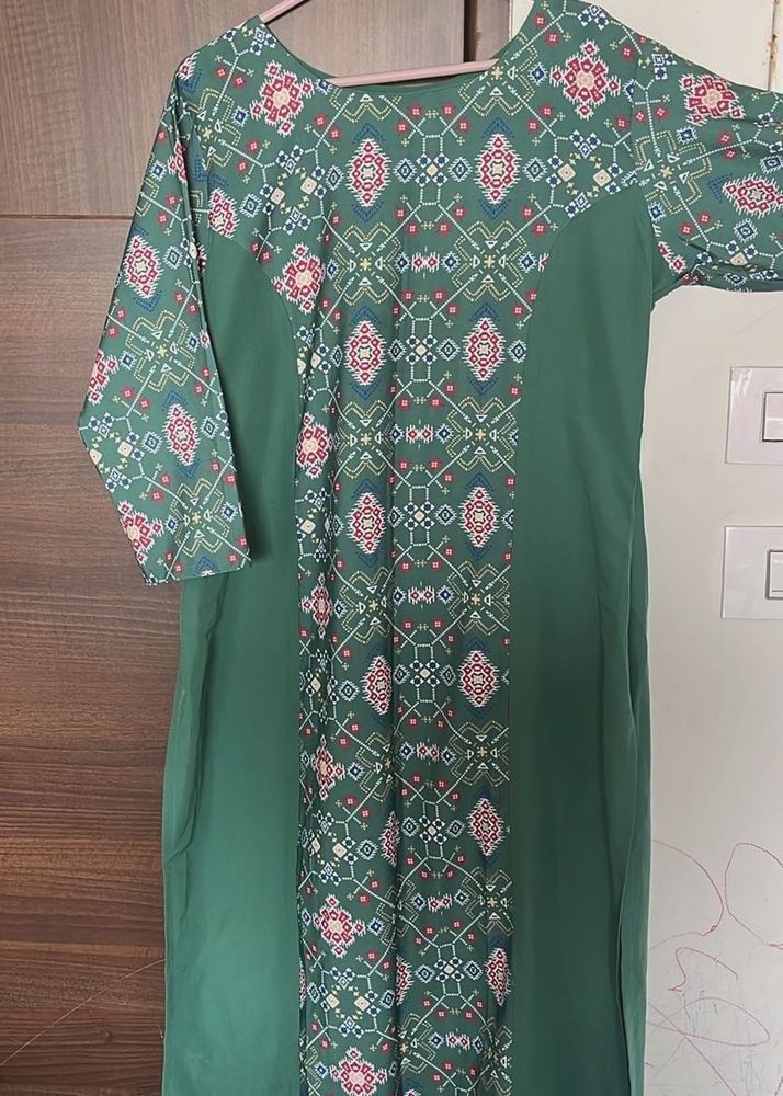 Green Printed Kurta Dress