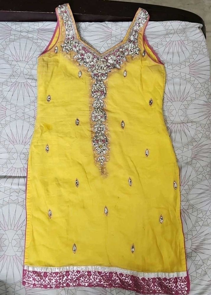 Yellow Embellished Kurta