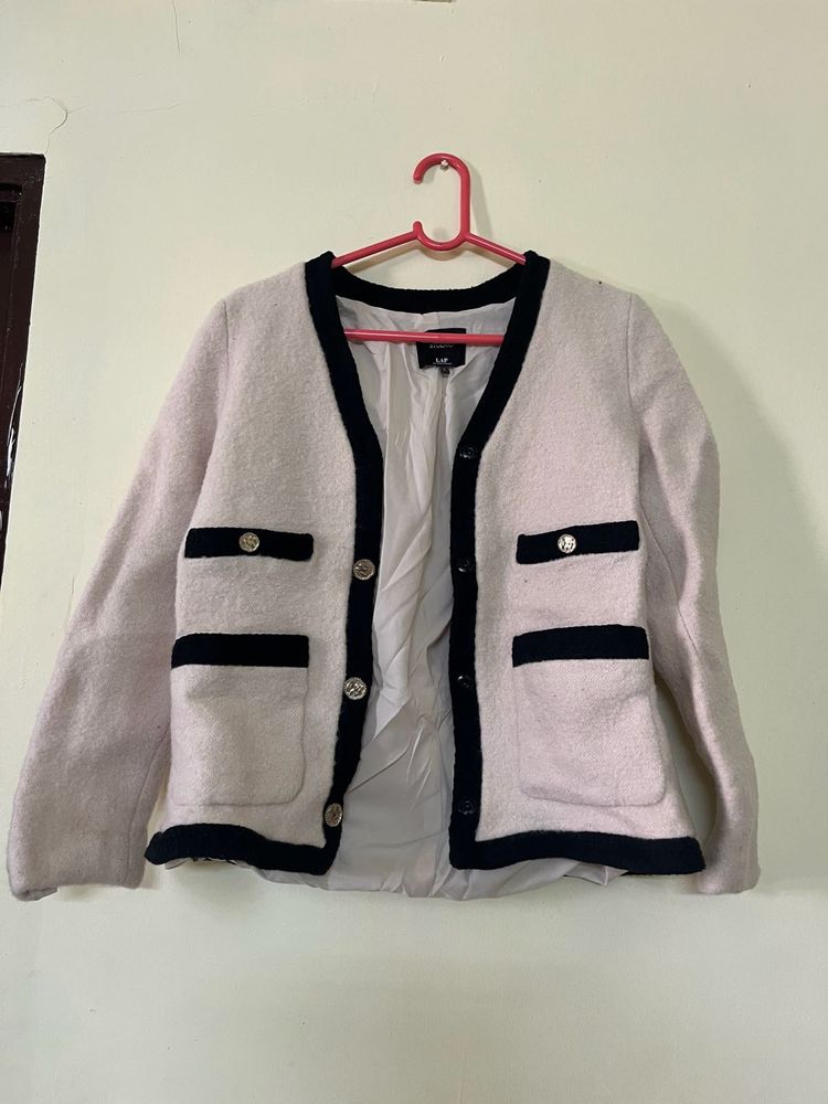 Elegant Contrast Trim Cardigan Jacket