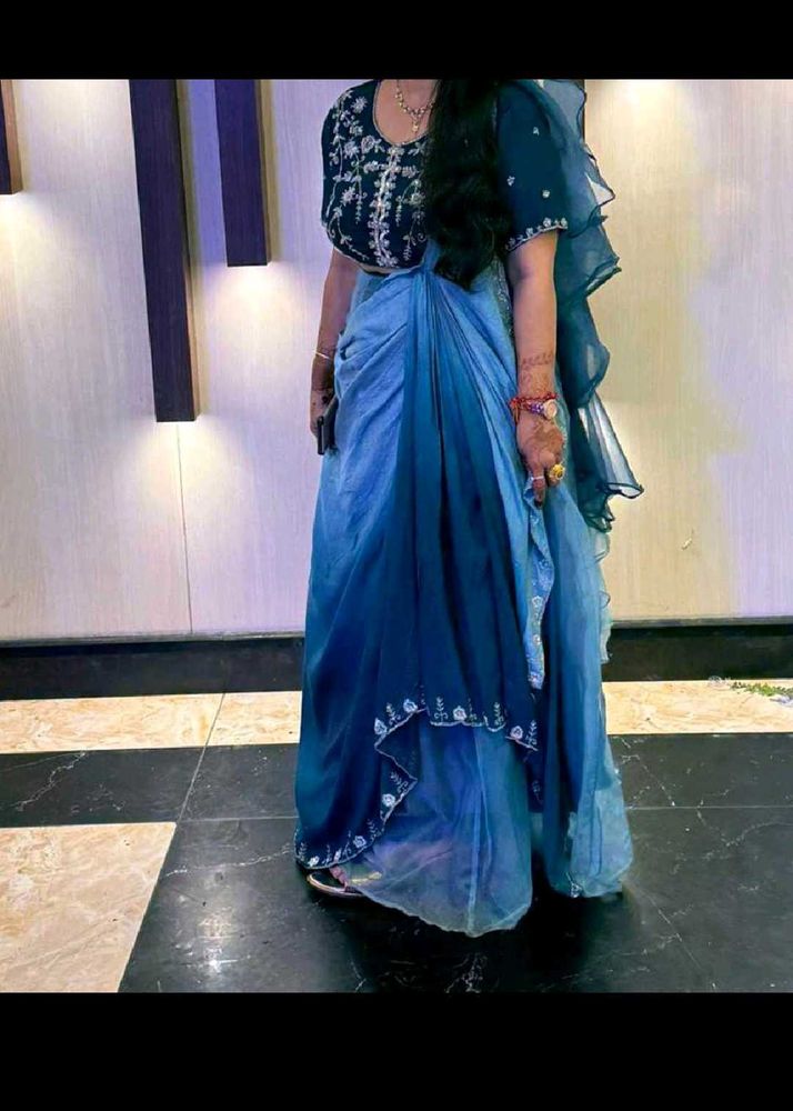 Blue Embellished Saree