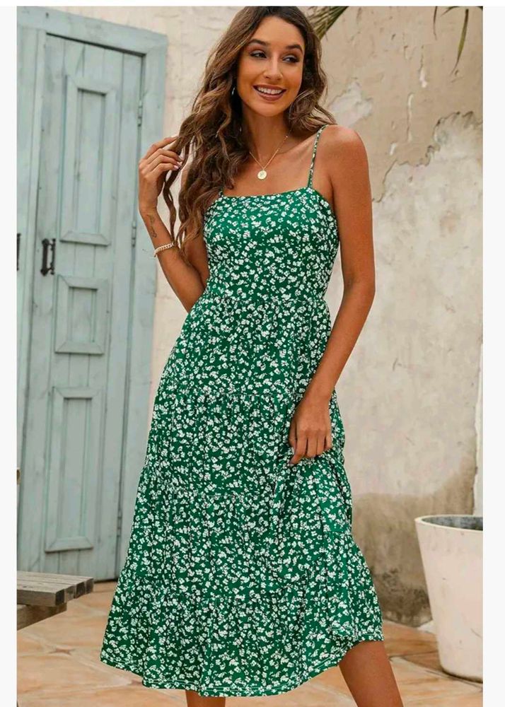 Women Elegant Green Floral dress