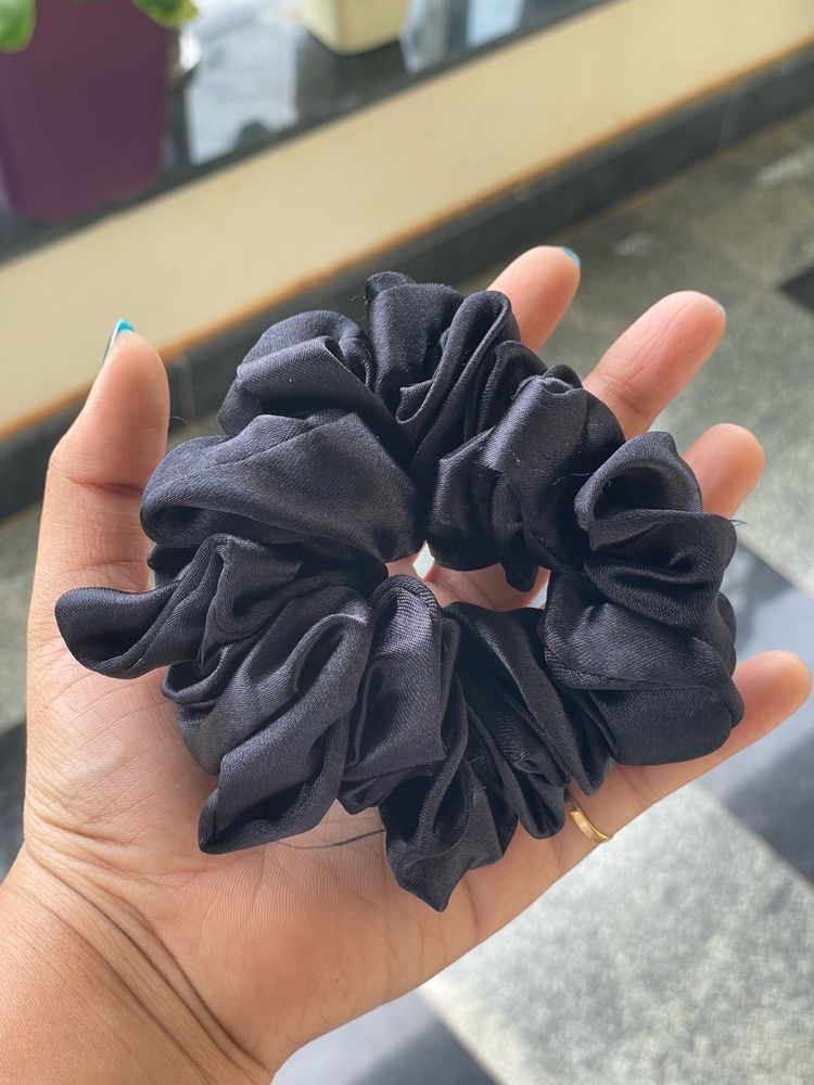 Classic Black Satin Scrunchie