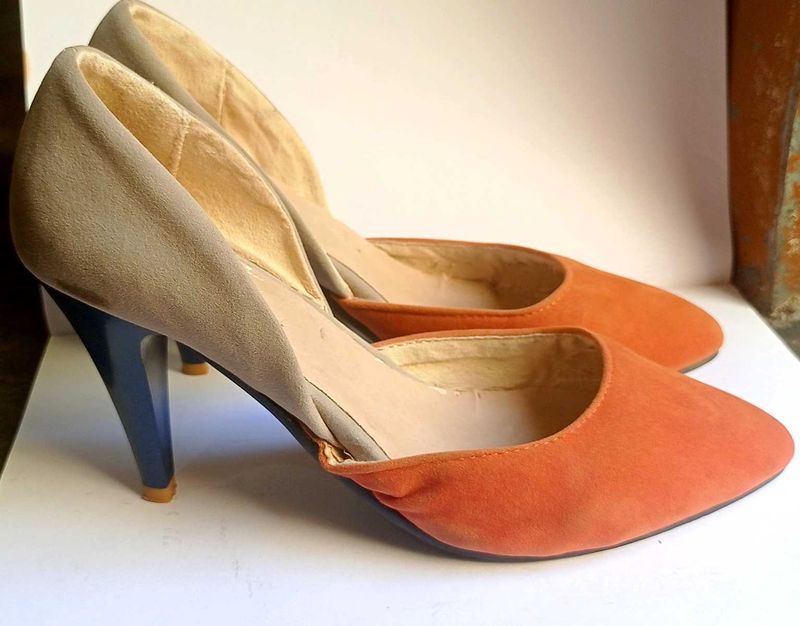 Orange Pointed Heels