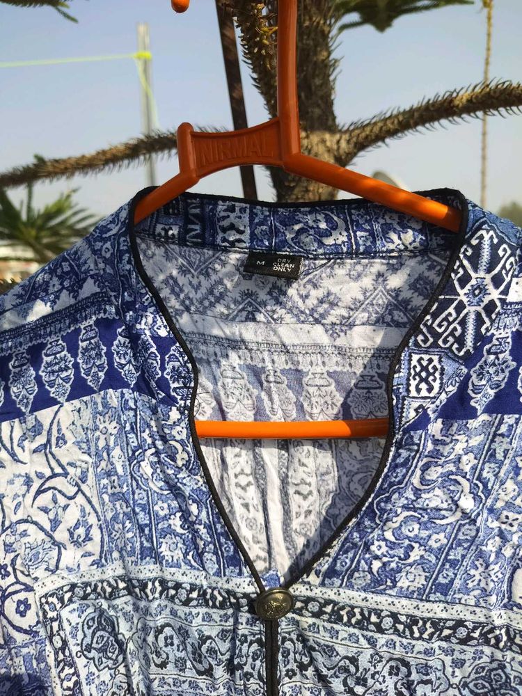 Blue &amp; White Printed Kurti