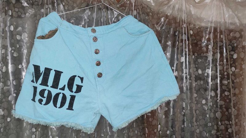 Sky Blue 5 Button Shorts For Girls Just Like New