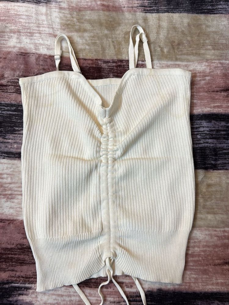 White Ribbed Cami Top