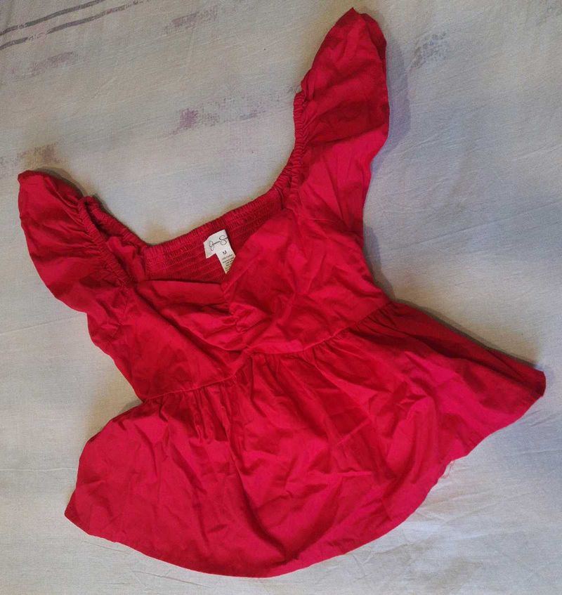 Red Ruffled Top