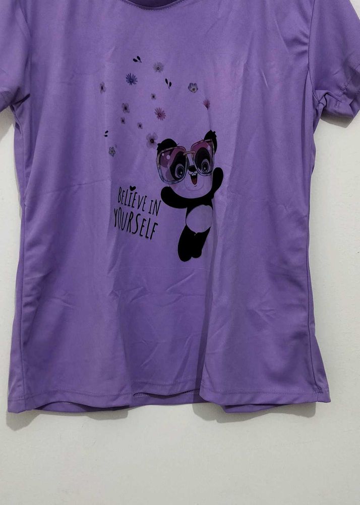 Purple colour daily wear tshirt jersey material