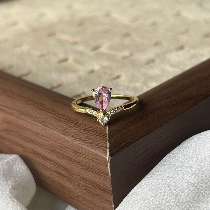 Gold Ring with Pink Gemstone