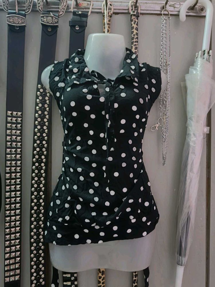 black Polka Dot top