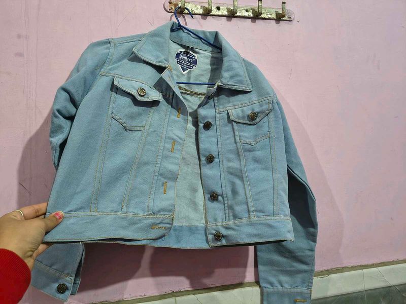 Light Blue Denim Jacket used just twice busy 30 m