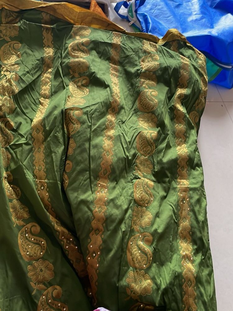 Green Maroon Border Silk Saree