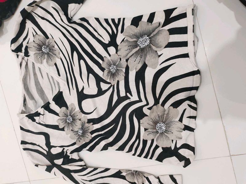 Zebra Print Floral Top
