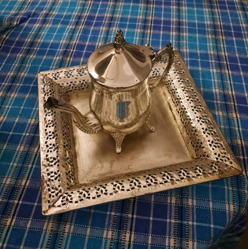 Silver Plate And Kettle Set