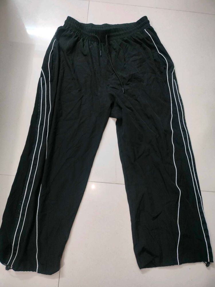 Black Track Pants with White Stripe