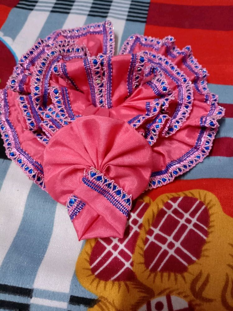 Pink Colour Dress For Laddu Gopal With Topi