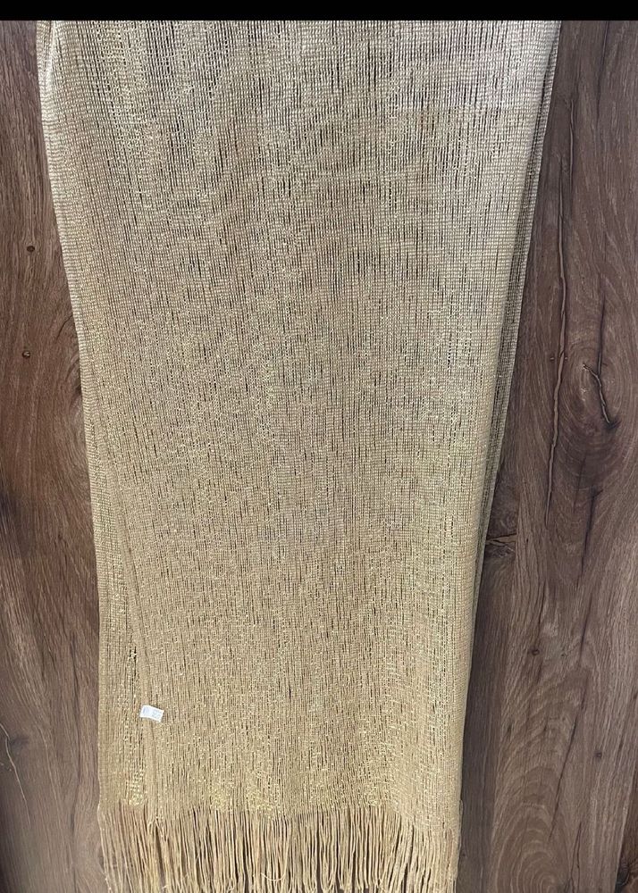 Gold Metallic Scarf with Fringe