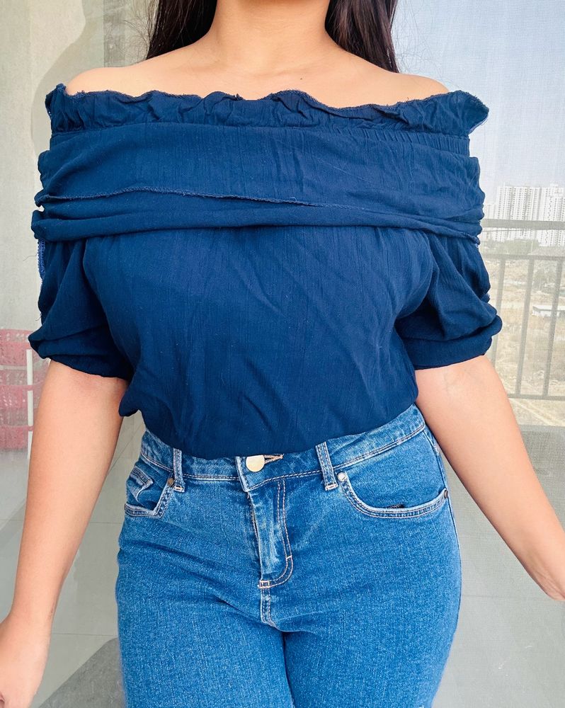 Casual Navy Blue Stylish Crop Top