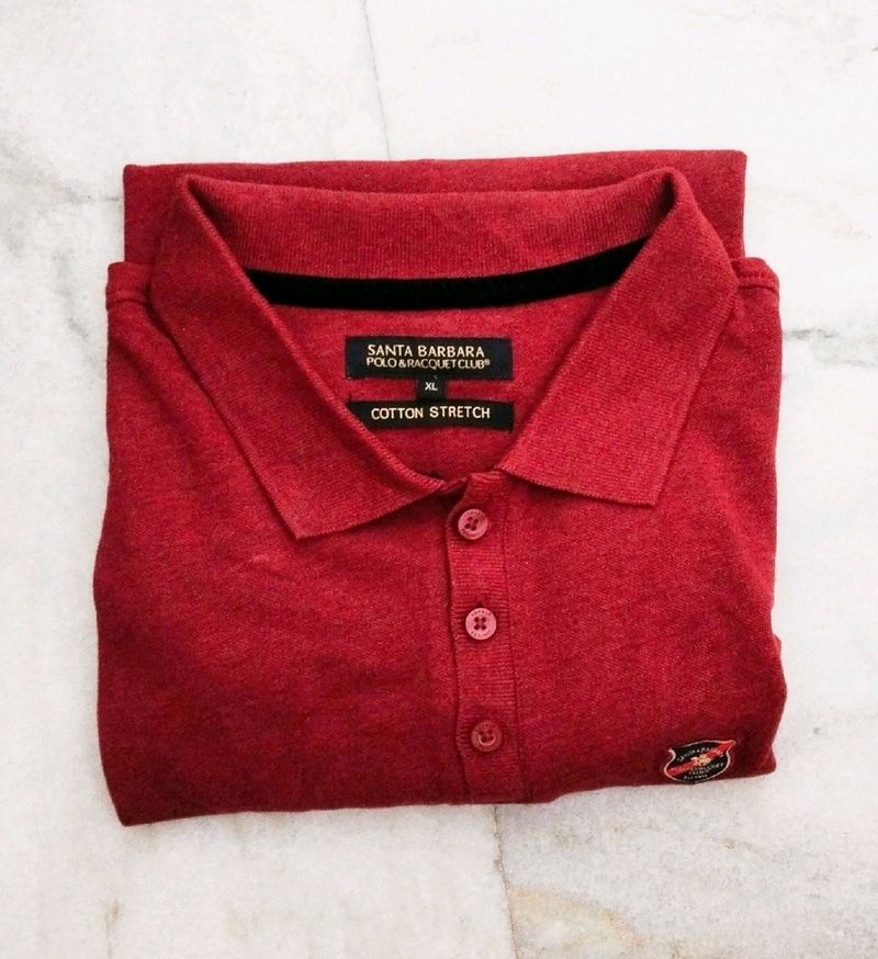 Polo Neck T Shirt Maroon