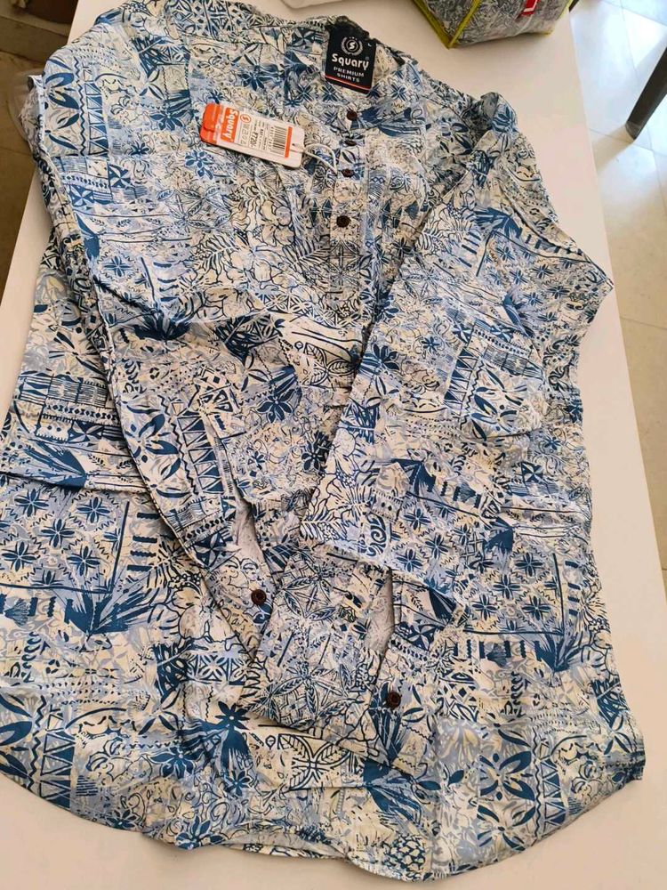 Men’s Premium Floral Printed Kurta Style Shirt