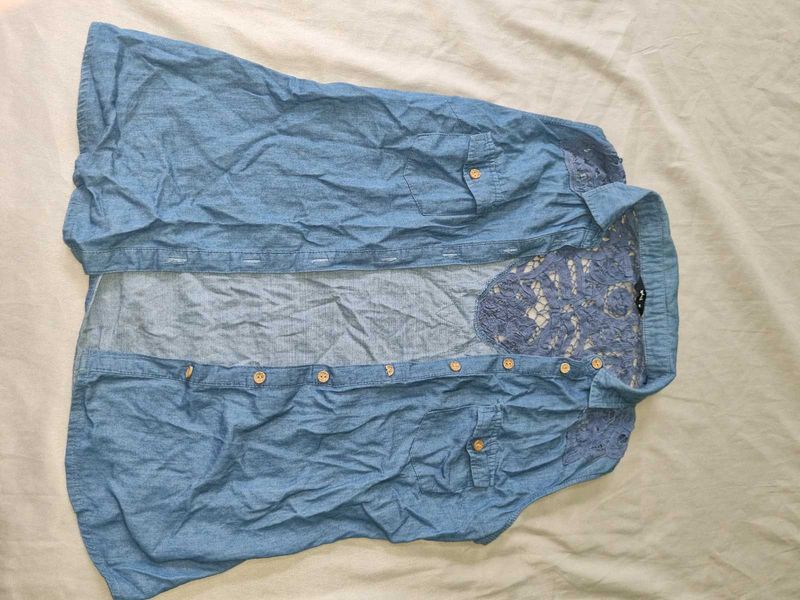 Denim Lace Top