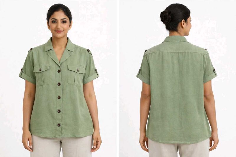 TIFOSI Green Button-Down Short Sleeve Shirt