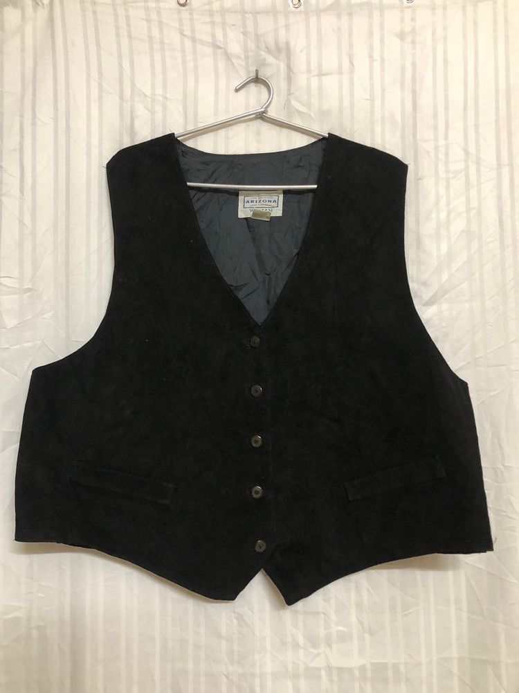 Arizona Black Leather Waistcoat