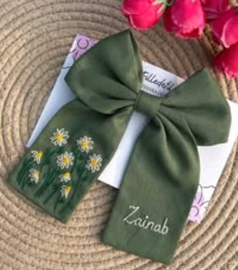 Personalized Floral Hair Bow