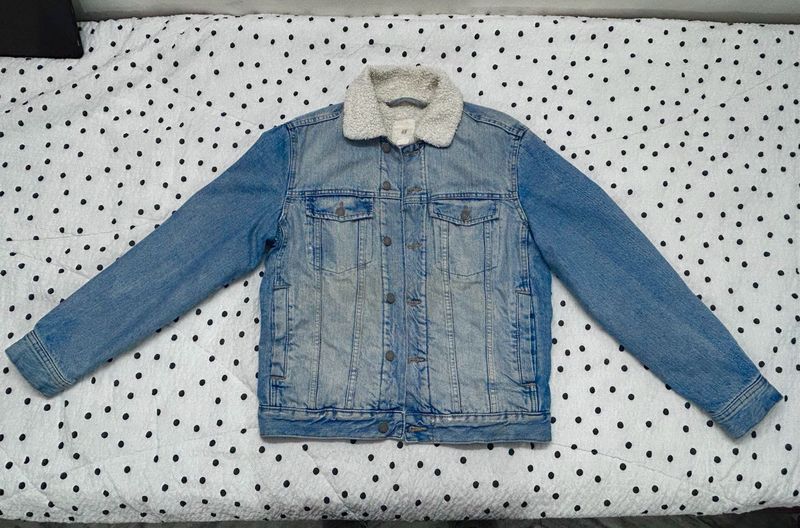 H&amp;M Denim Jacket with Fleece Collar