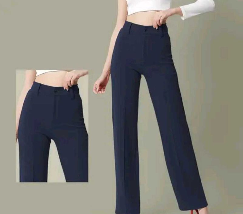 Navy Blue Straight Leg Trousers