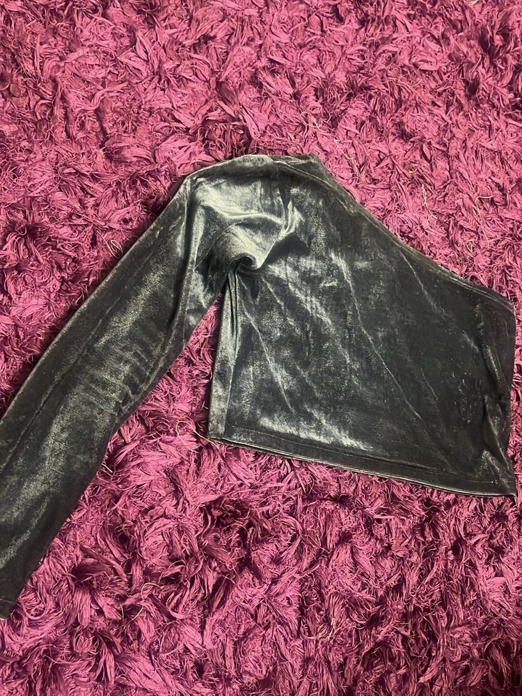 Velvet One-Shoulder Top