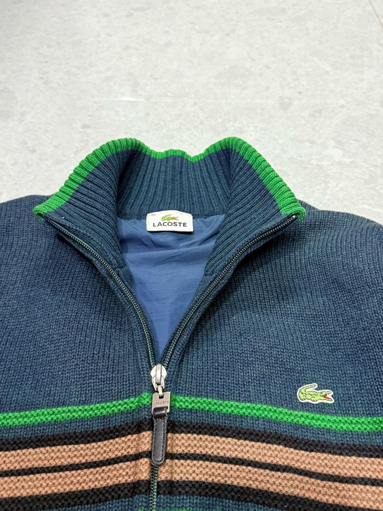 Lacoste Zip-Up Lambswool Knit Cardigan