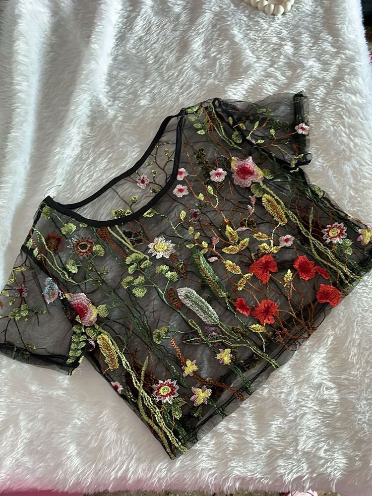 Imported Floral Embroidered Top