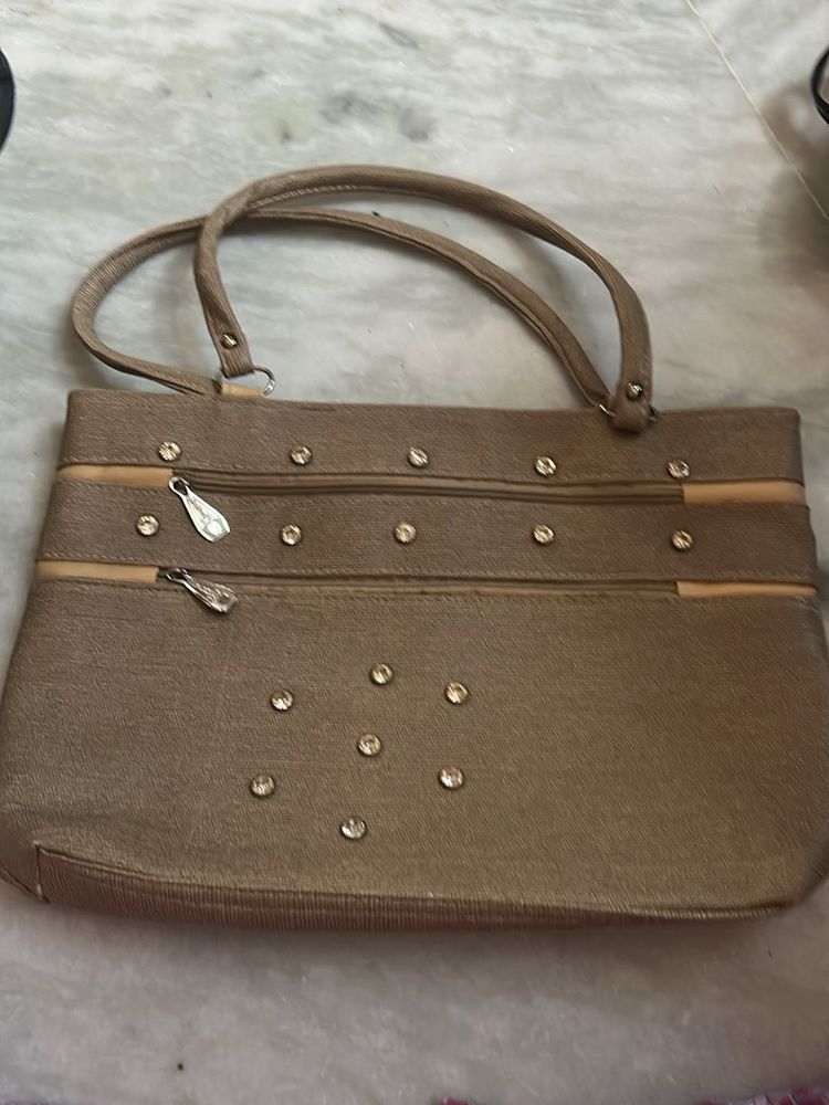 Elegant Studded Gold Handbag - Versatile Tote
