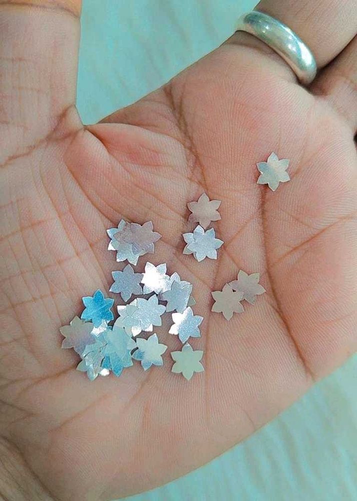 Pure Silver Star Flower Sequins