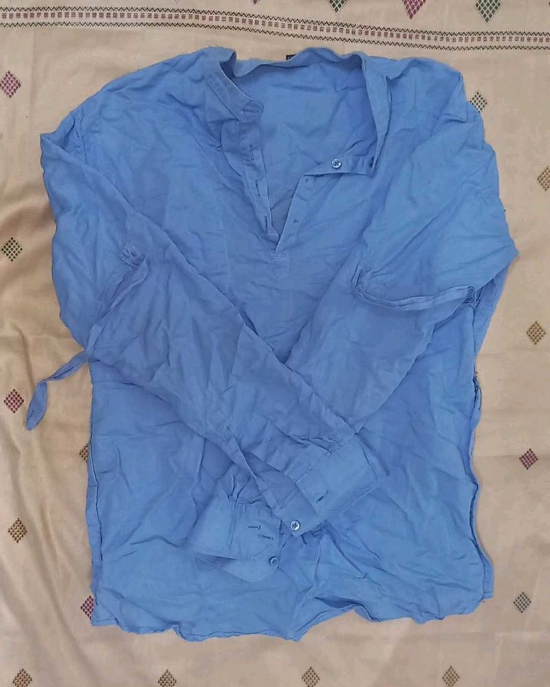 Blue Casual Shirt | Soft &amp; Comfortable for Womens