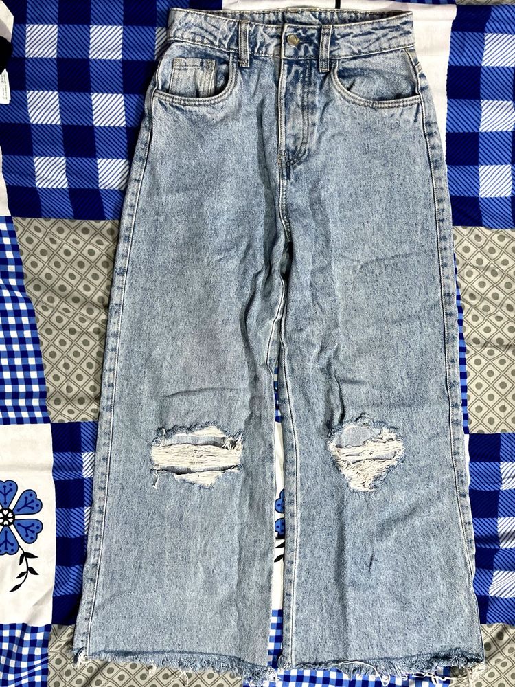 Ripped Wide Leg Jeans