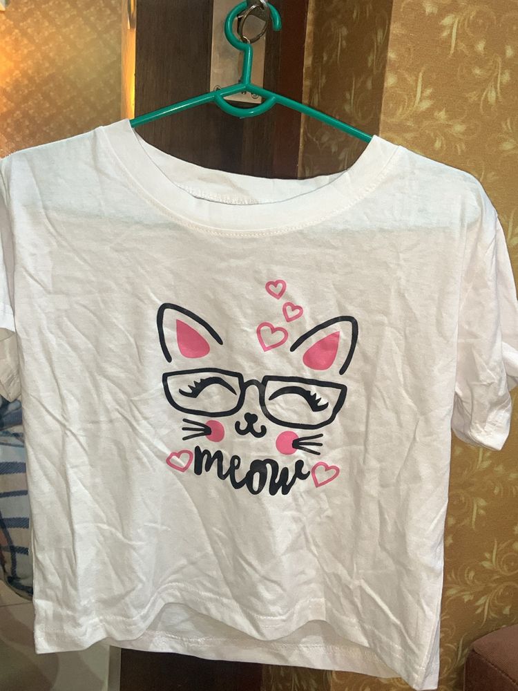 White Cotton Crop T-shirt