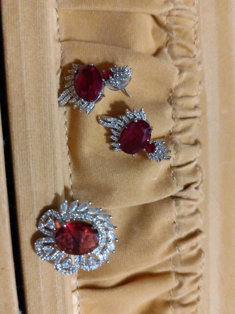 Combo - 1 Pair Zirconia Earrings and Ring