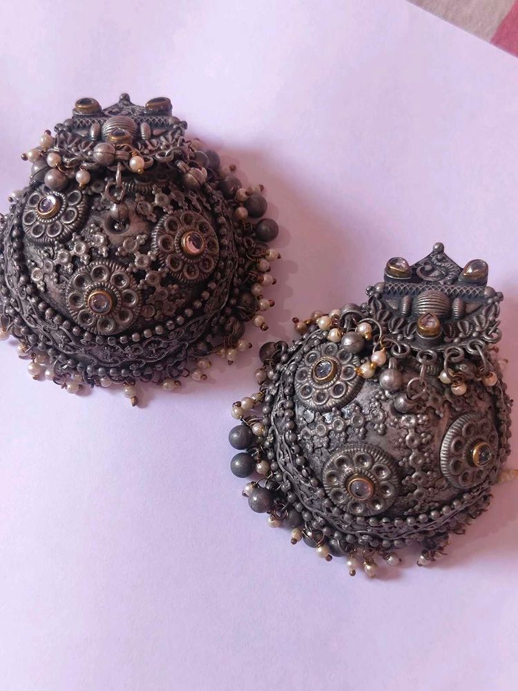 Oxidized Silver Earrings